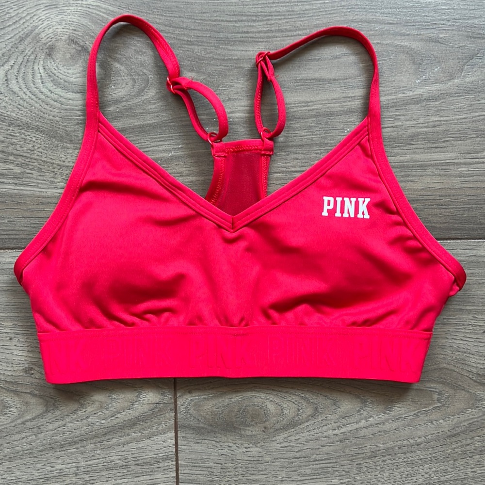 Victoria’s Secret lightly-liked sports bra, red racer back version xs
